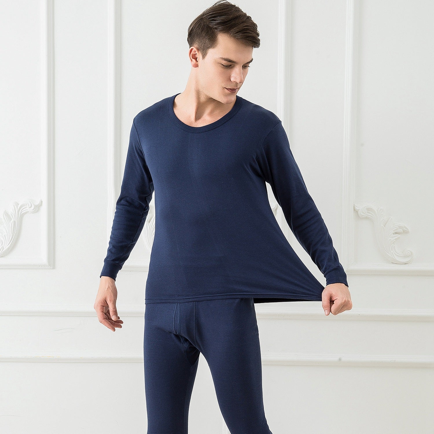 Men Thermal Underwear Set Long Johns Pants Long Sleeve Soft Underwear Kit Top