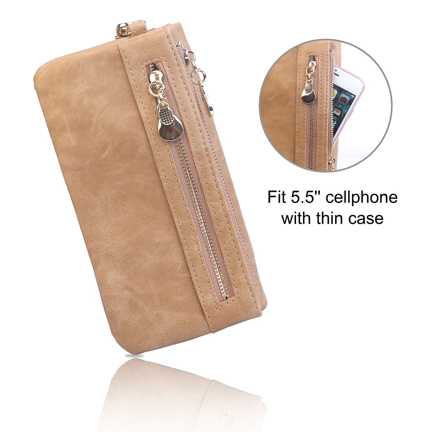 Luxury Women’s Leather Clutch Wallet Card Holder Phone Case Purse Apparel &