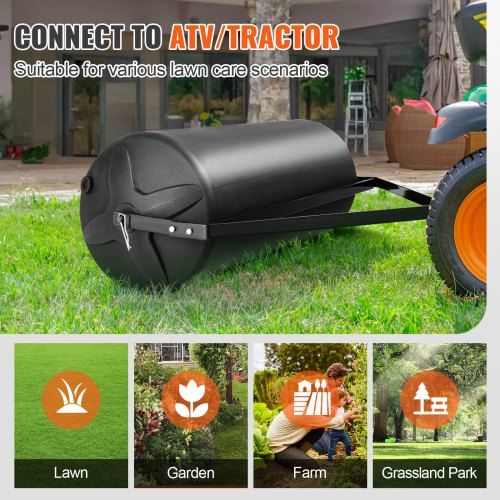 Tow Behind Lawn Roller 400lbs Sand/Water Filled Yard Roller LLDPE Drum