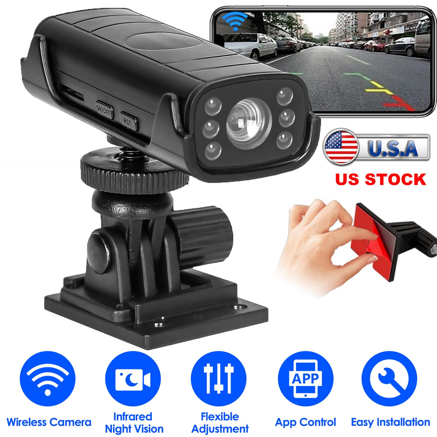 Wireless Camera Reverse Hitch Guide Camera Vehicle Backup Rechargeable Camera