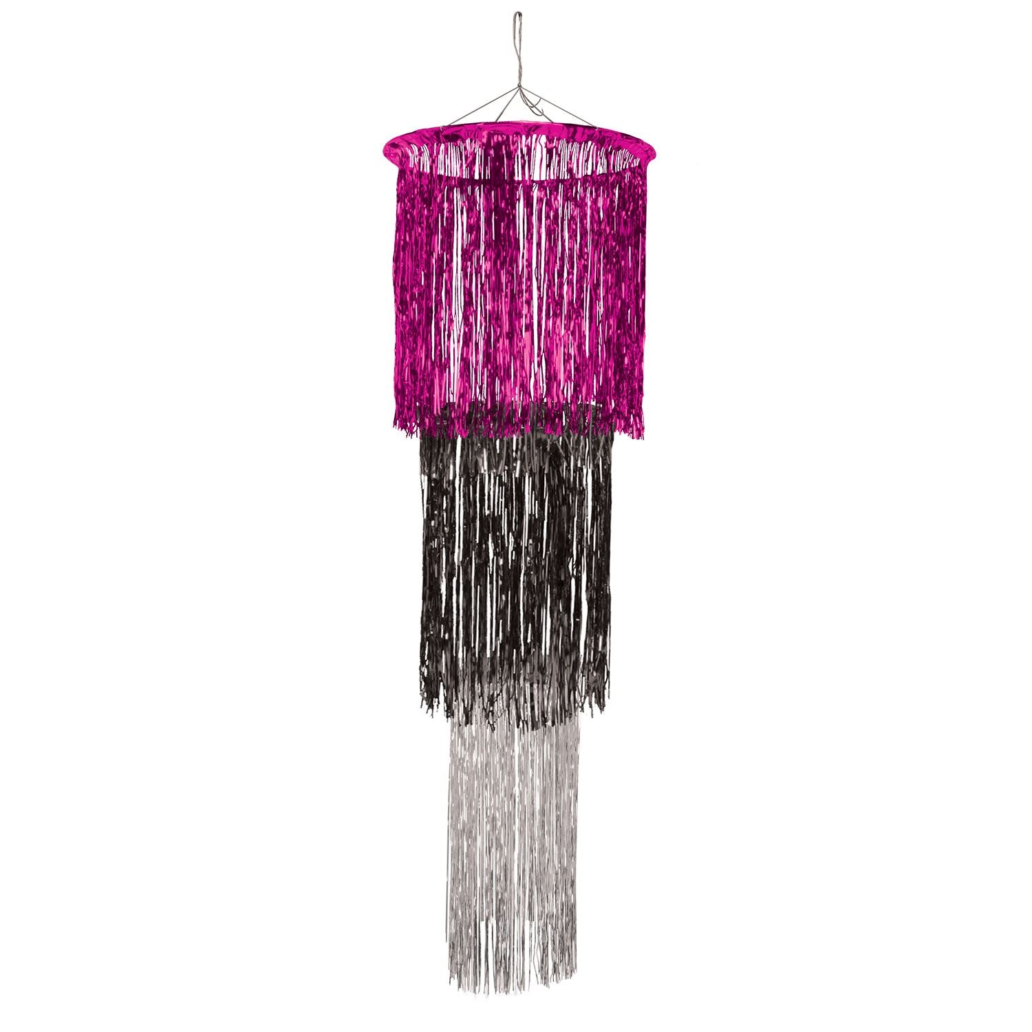 Beistle Cerise Black And Silver 3-Tier Shimmering Chandelier - General Occasio