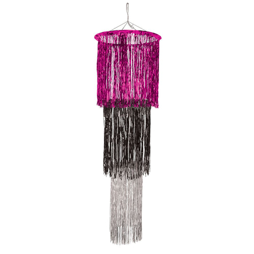 Beistle Cerise Black And Silver 3-Tier Shimmering Chandelier - General Occasio