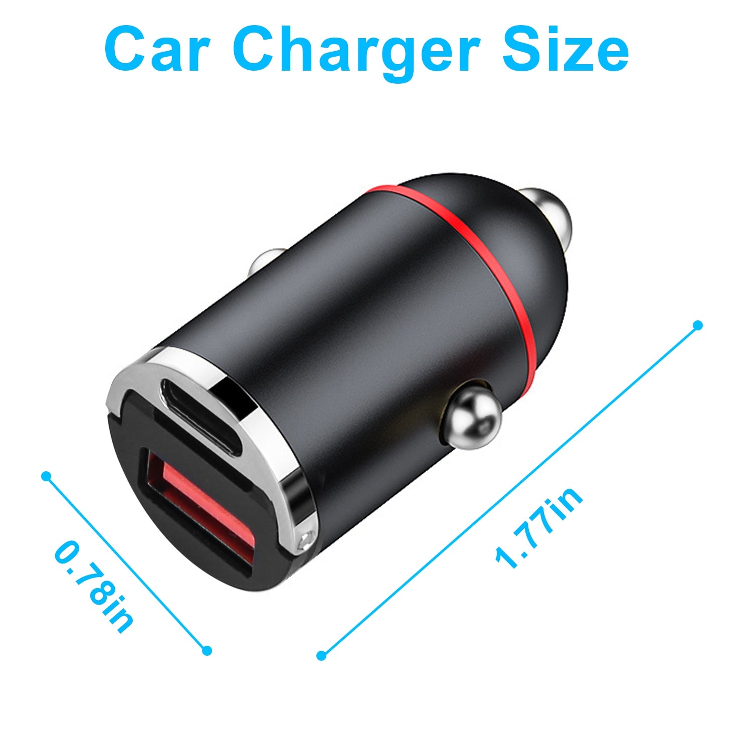 2Pcs 100W USB Type-C Car Charger QC4.0 PD3.0 USB Fast Charging Adapter Dual