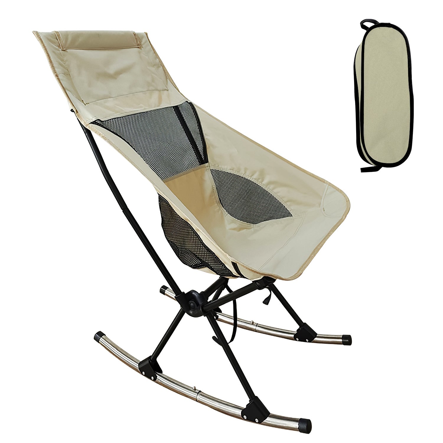 Portable Camping Rocking Chair 198LBS Weight Capacity Included Carry Bag High