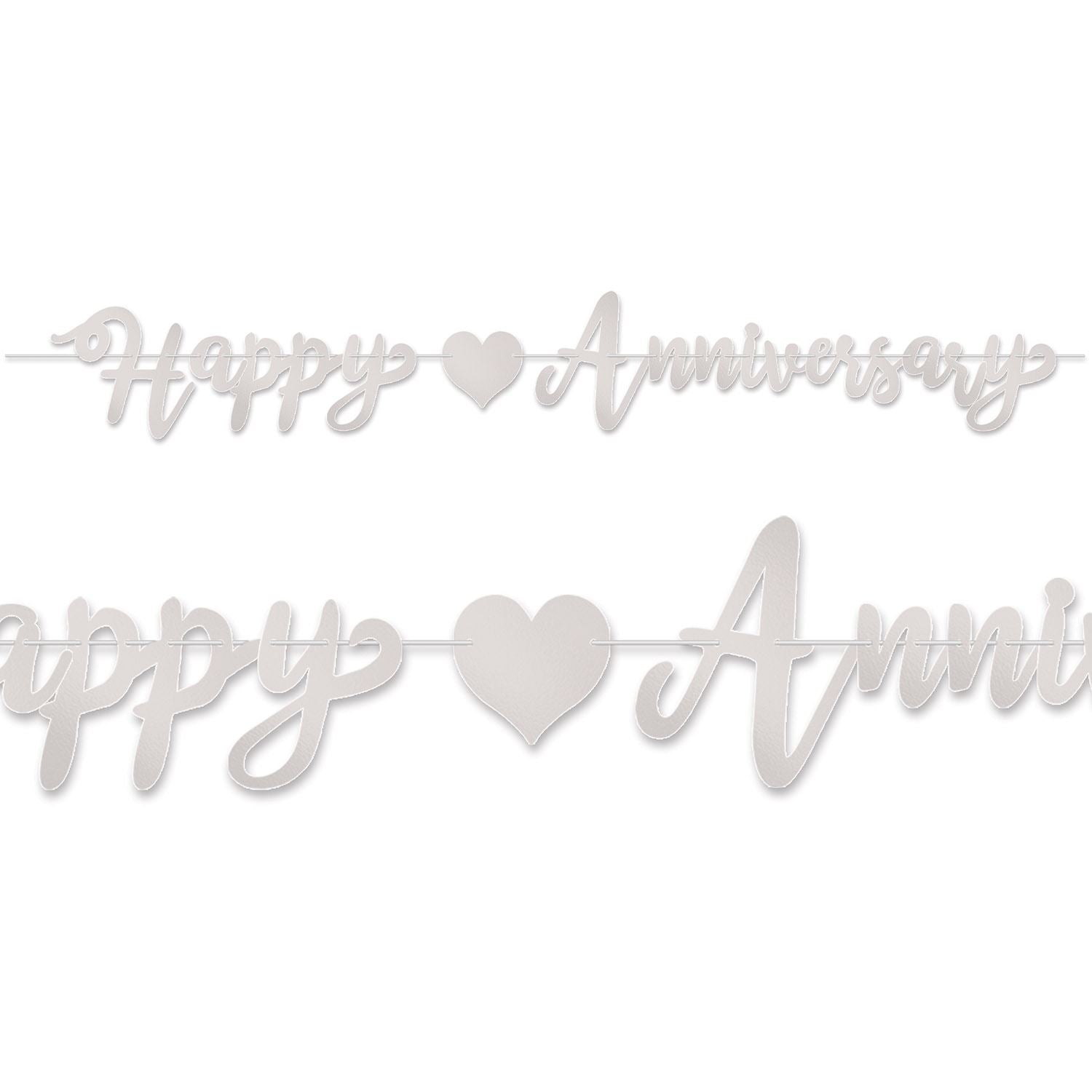 Beistle Foil Happy Anniversary Streamer - Silver | Party Supply | Decoration