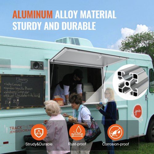 Concession Window 36"x24" Aluminum Alloy Food Truck Service Window with Awnin