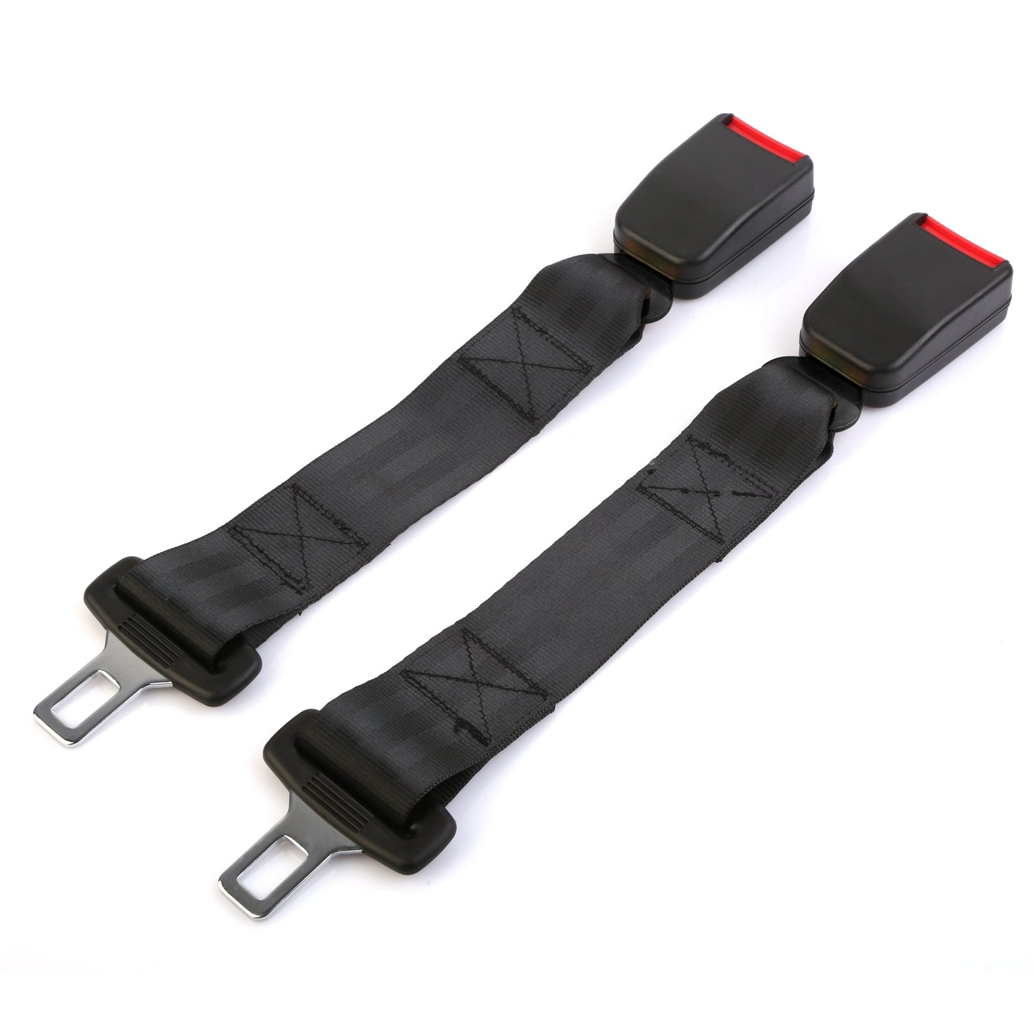 2Pcs Car Seat Belt Extender 14.37in Buckle Tongue Webbing Extension Safety Belt