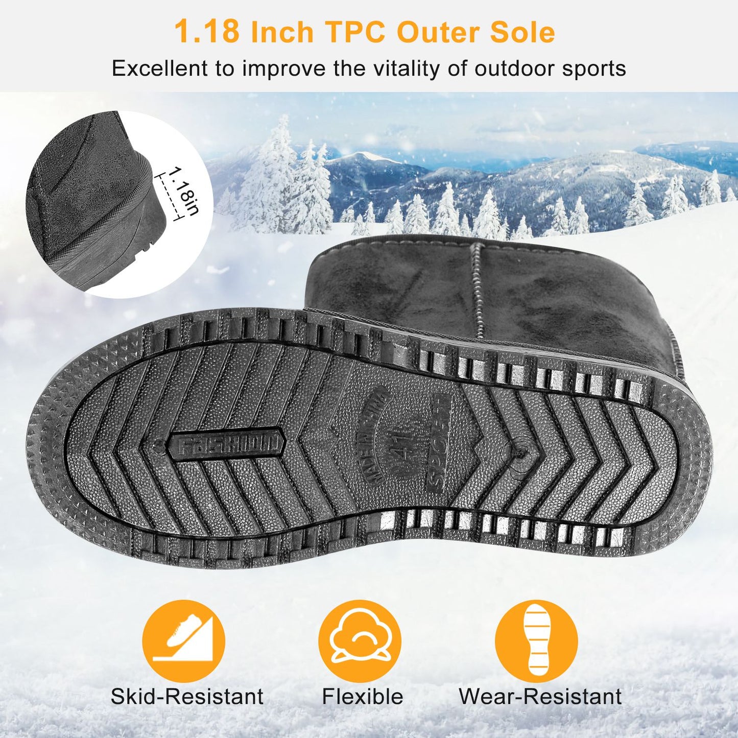 Women Ladies Snow Boots Waterproof Faux Suede Mid-Calf Boots Fur Warm Lining