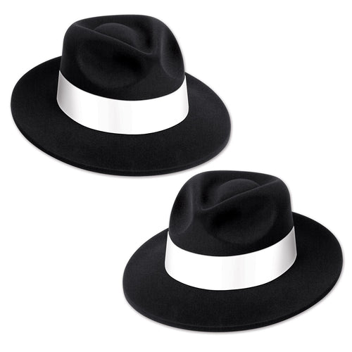 Black Velour Fedora w/Band Bulk Pack of 25