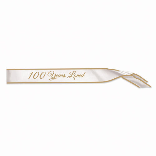 Beistle 100 Years Loved Satin Sash - Birthday-Age Specific | Party Supply