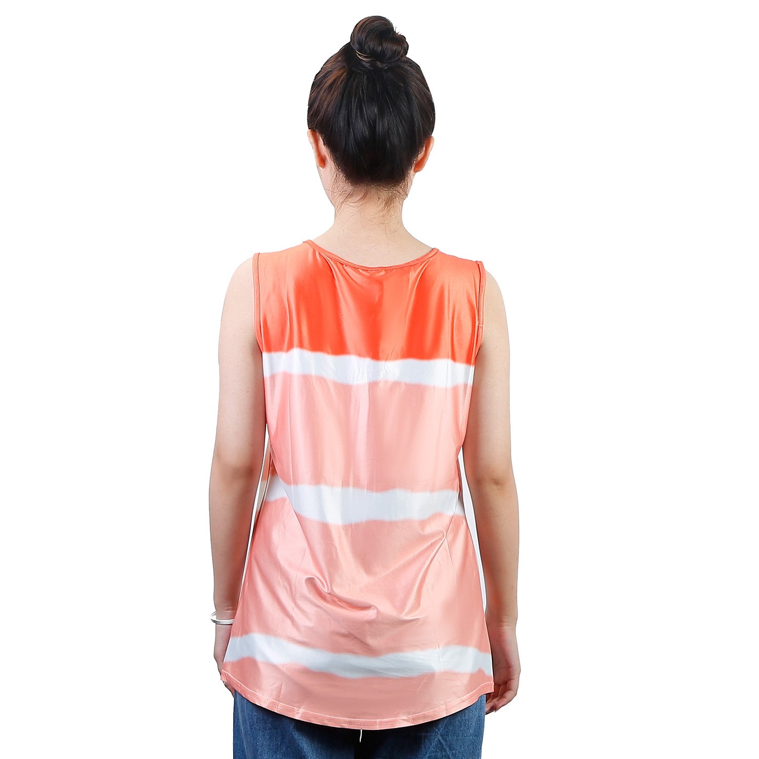 Women Tie-dye Sleeveless Tank Tops Summer Loose T Shirts Tops Button Down