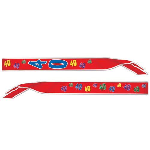 Beistle 40th Satin Sash - Birthday-Age Specific | Party Supply | Decoration