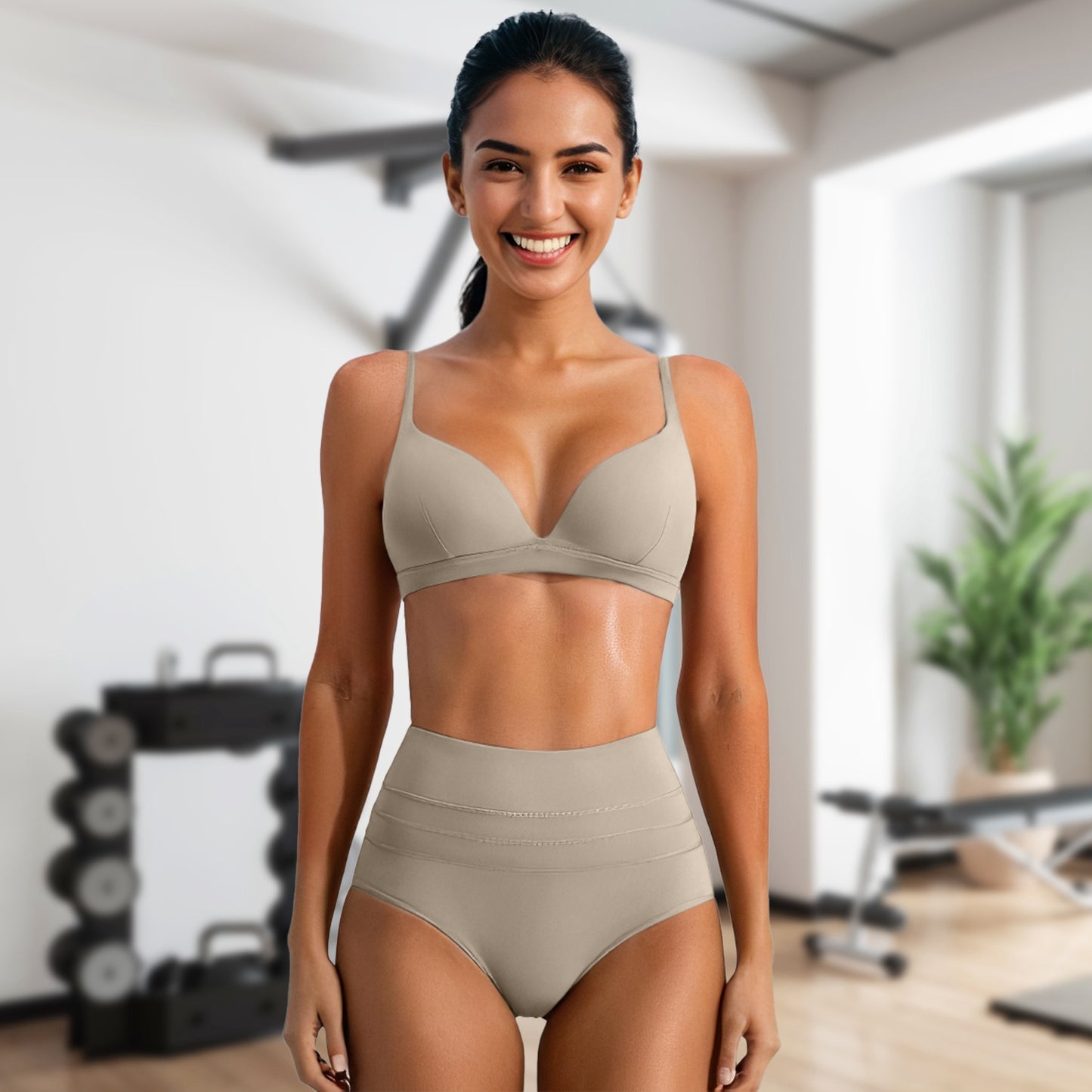 Women Deep V-Neck Sports Bras U-Shaped Back Sport Bras Padded Strappy Crop Open