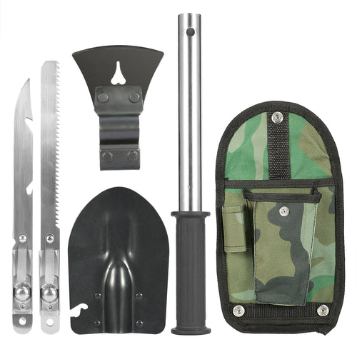 6-in-1 Multi Tool Survival Kit Shovel Knife Axe Saw Nail Puller w/ Pouch