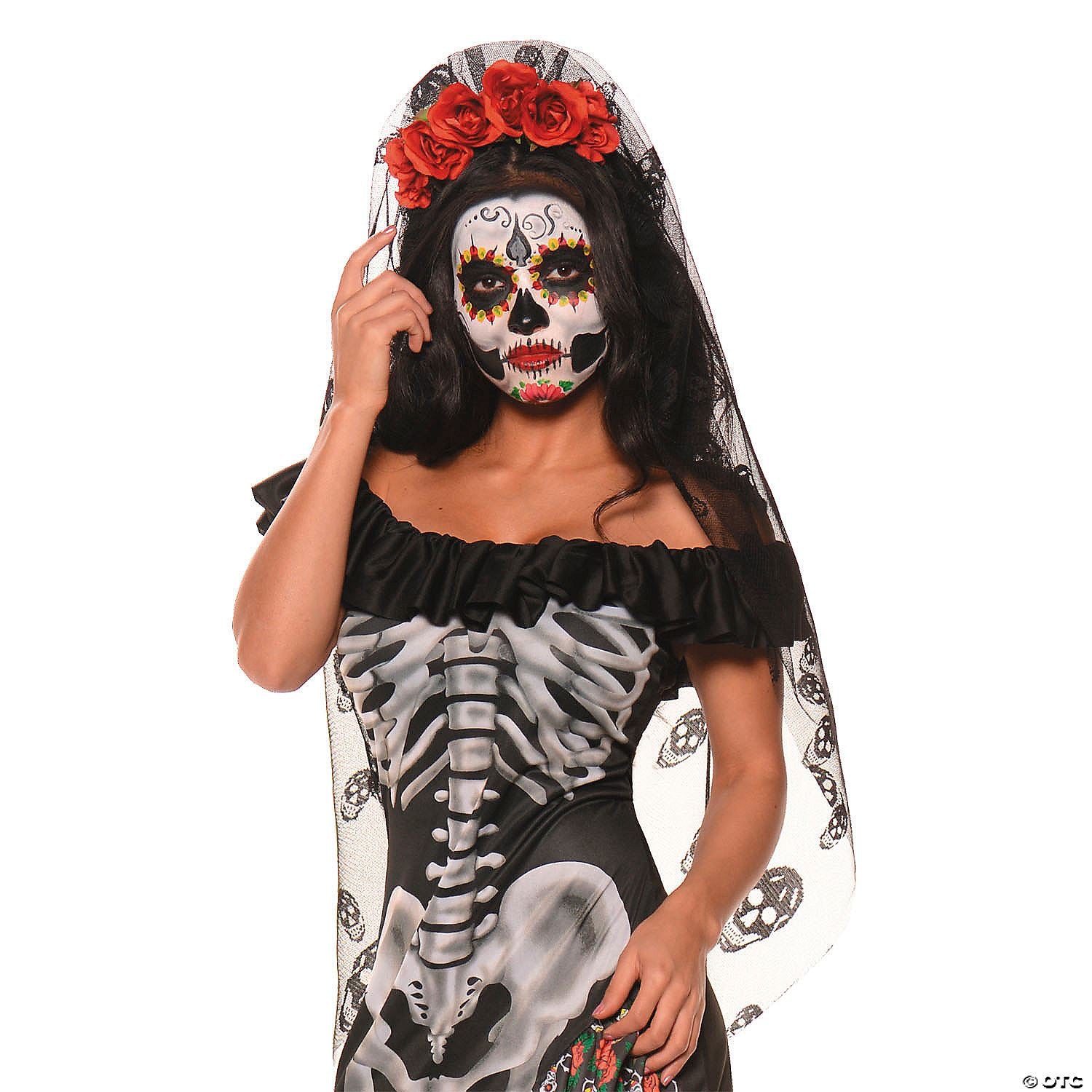 Day Of The Dead Mantilla Adult Women Costume Accessories