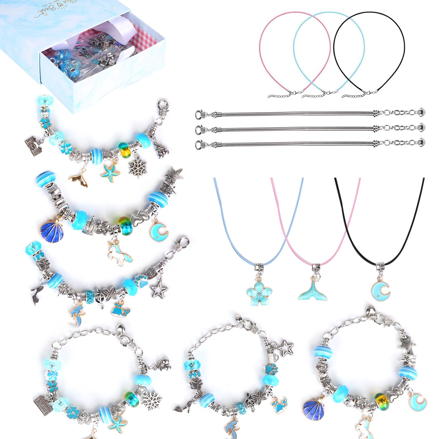 66Pcs Charm Bracelet Making Kit Kids Jewelry Necklace Making Kits Colorful