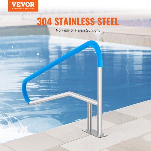 Pool Handrail 55 x 32 inch Railing Stainless Steel with Base Plate