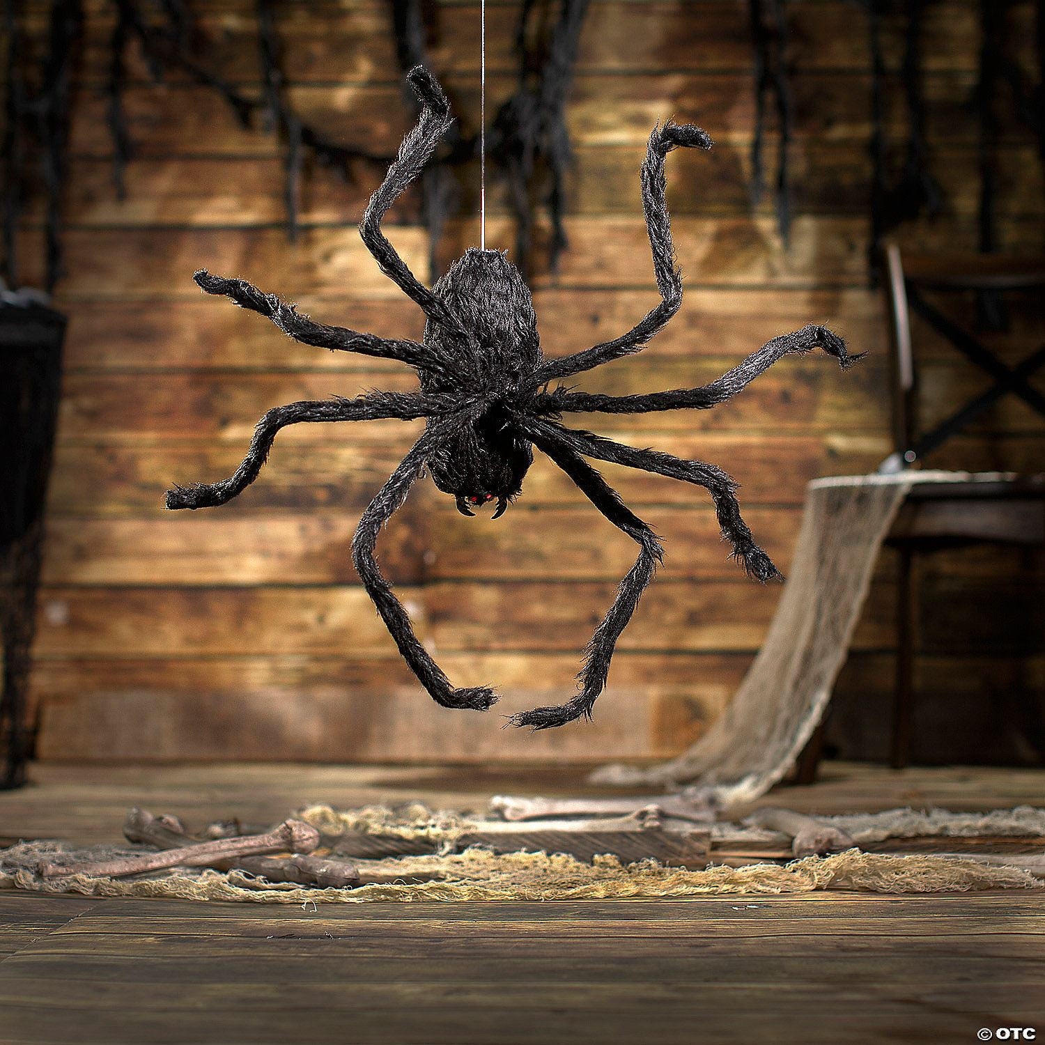 31 1/2" x 8 1/4" Animated Hairy Black Spider Halloween Decoration