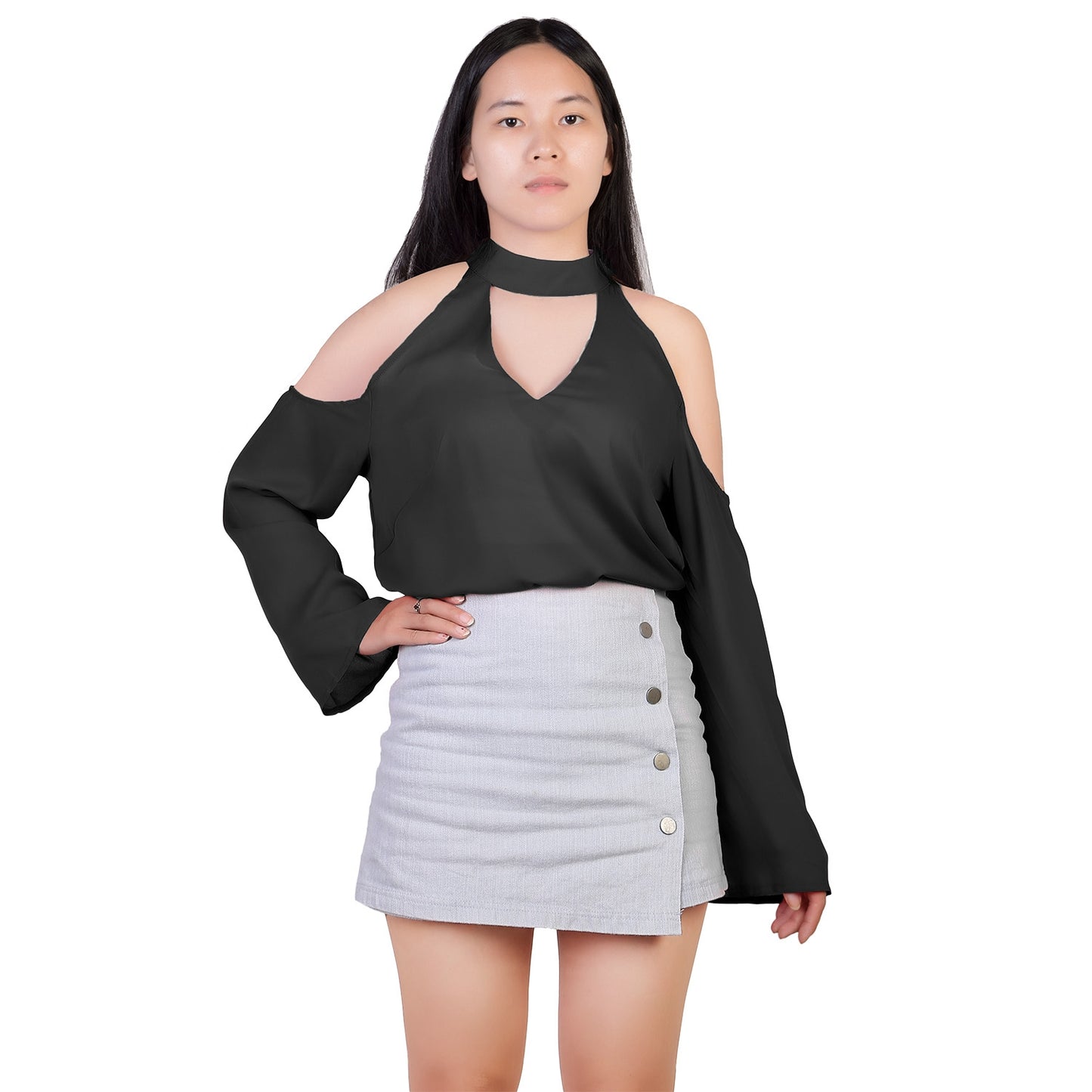 Women s Sexy Off The Shoulder Blouses Cold Shoulder Tops V-Neck Long Sleeve