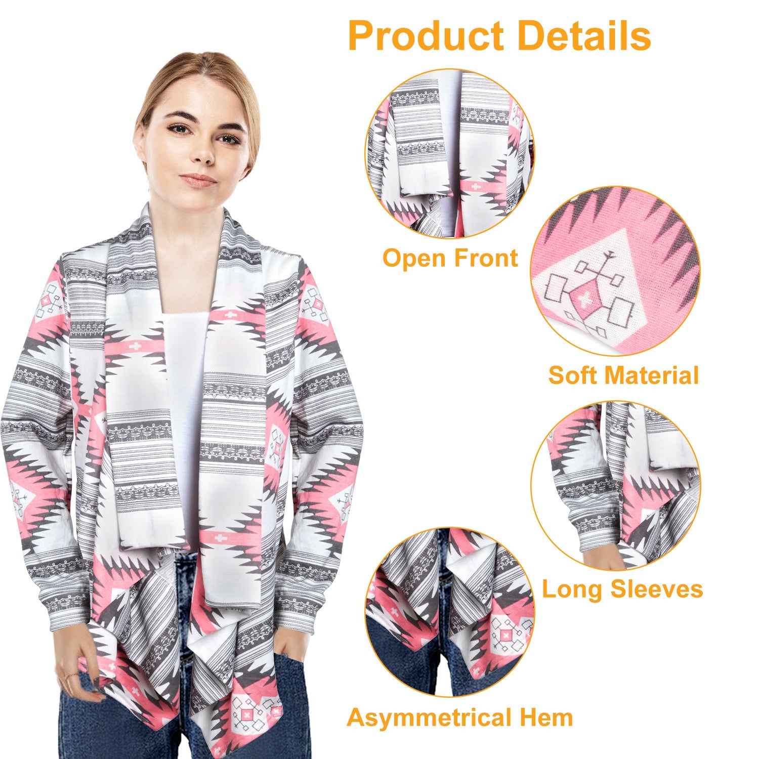Women Open Front Cardigan Long Sleeve Shawl Neck Breathable Cardigan Well