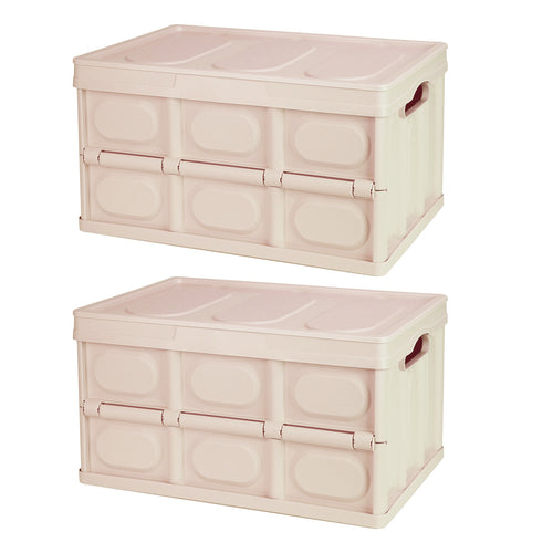 2Pcs 56L Collapsible Storage Bins With Dustproof Lid Waterproof Interior Ba 9291