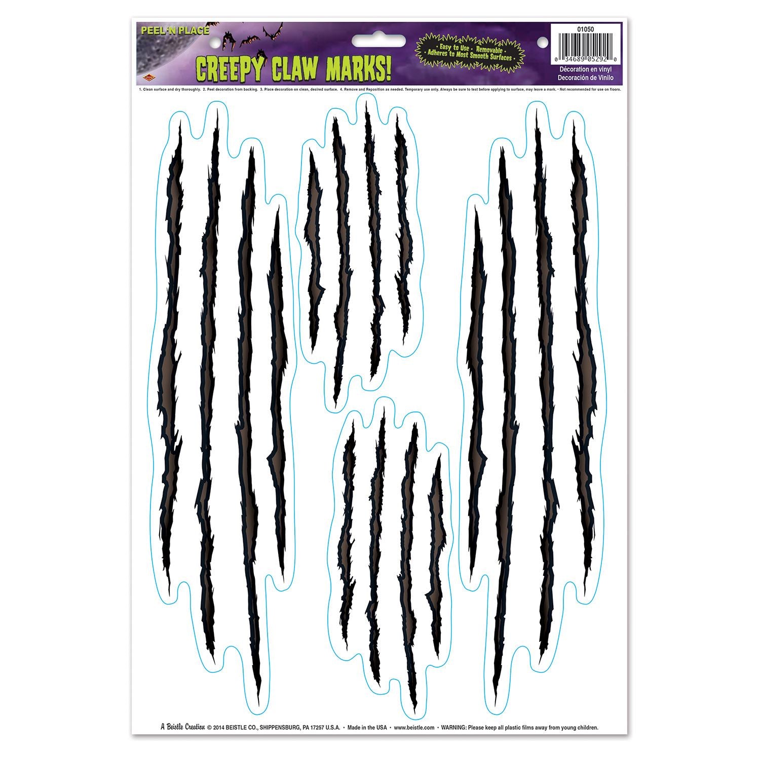 Beistle Creepy Claw Marks! Peel 'N Place - Halloween | Party Supply