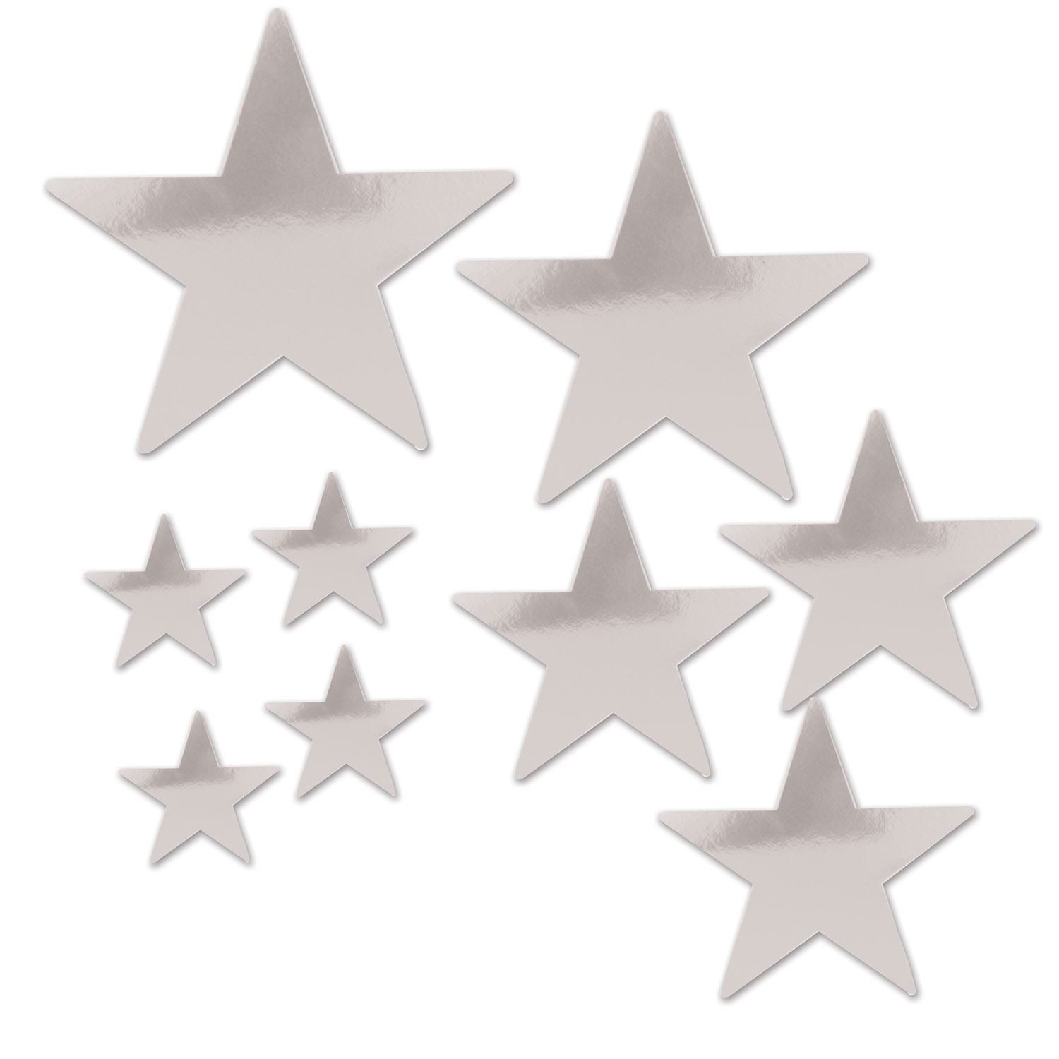 Beistle Pkgd Foil Star Cutouts - Silver - General Occasion | Party Supply