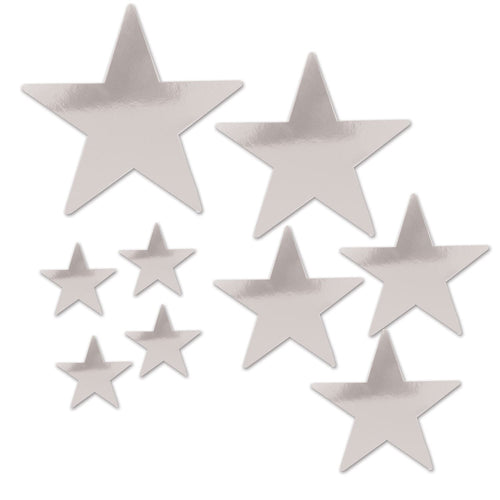 Beistle Pkgd Foil Star Cutouts - Silver - General Occasion | Party Supply