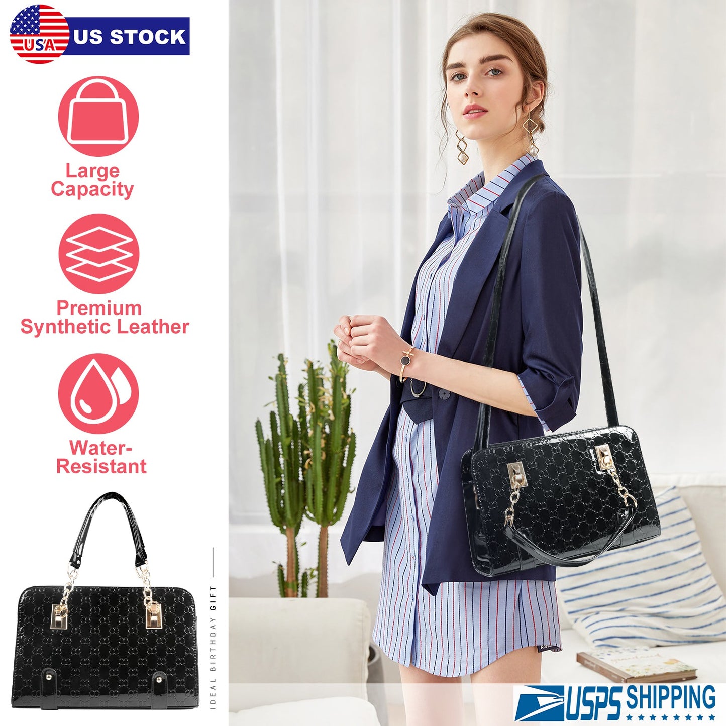 Women s Fashion Leather Handbag Lady Purses Tote Bags Shoulder Satchel