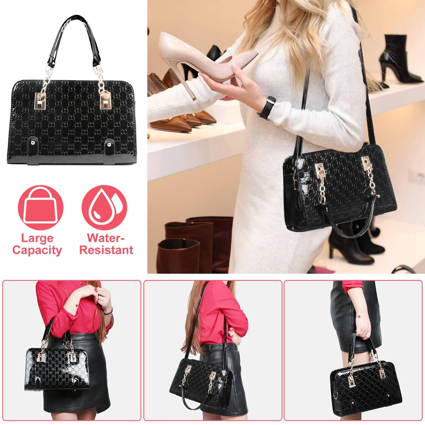 Women s Fashion Leather Handbag Lady Purses Tote Bags Shoulder Satchel
