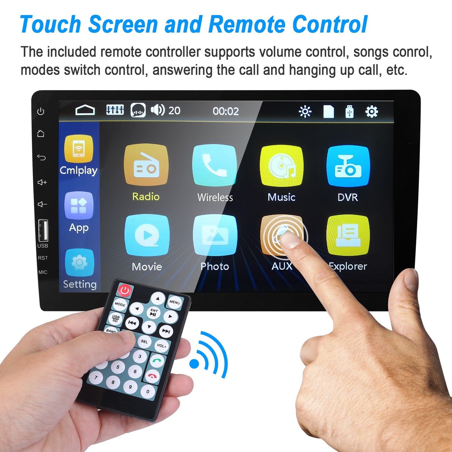 9in Car MP5 Stereo Player Touch Screen 1080P Wireless Car Radio FM USB AUX Back