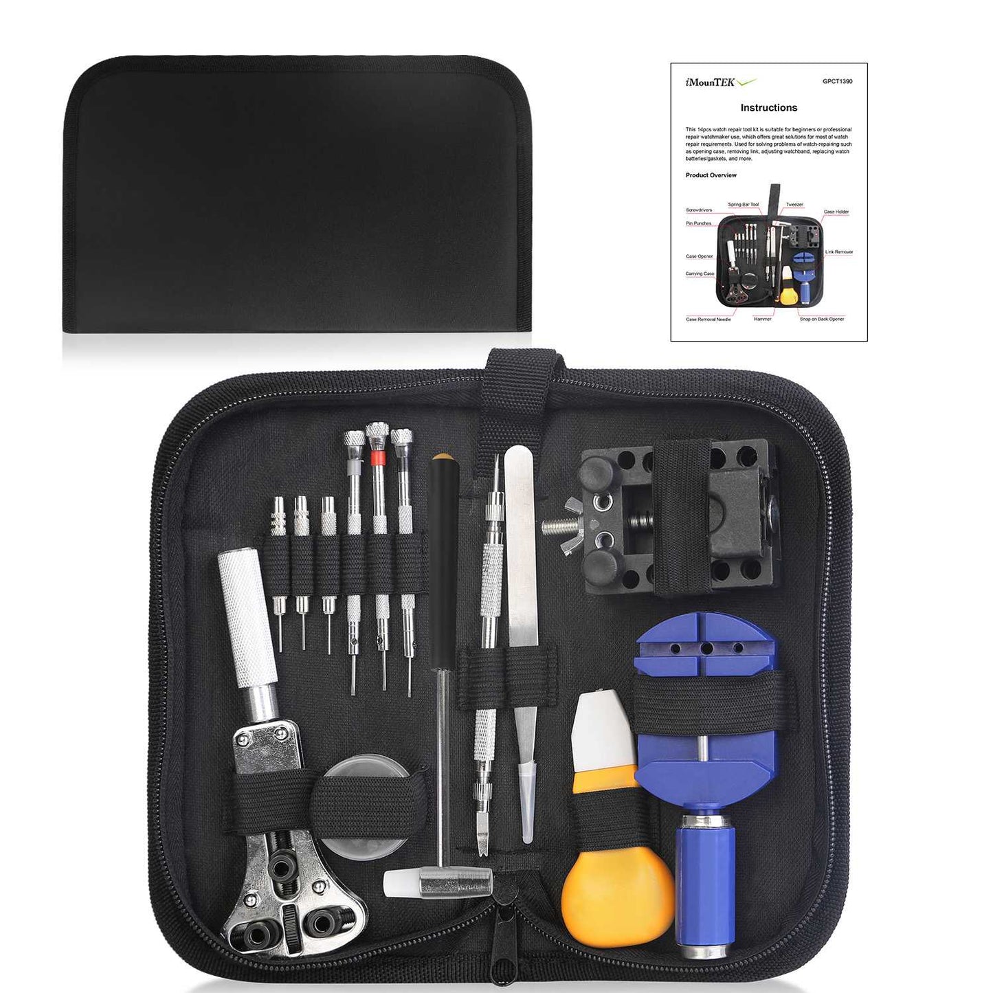 14 PCS Watch Repair Tool Kit Link Remover Watch Case Opener w/ Free Carrying