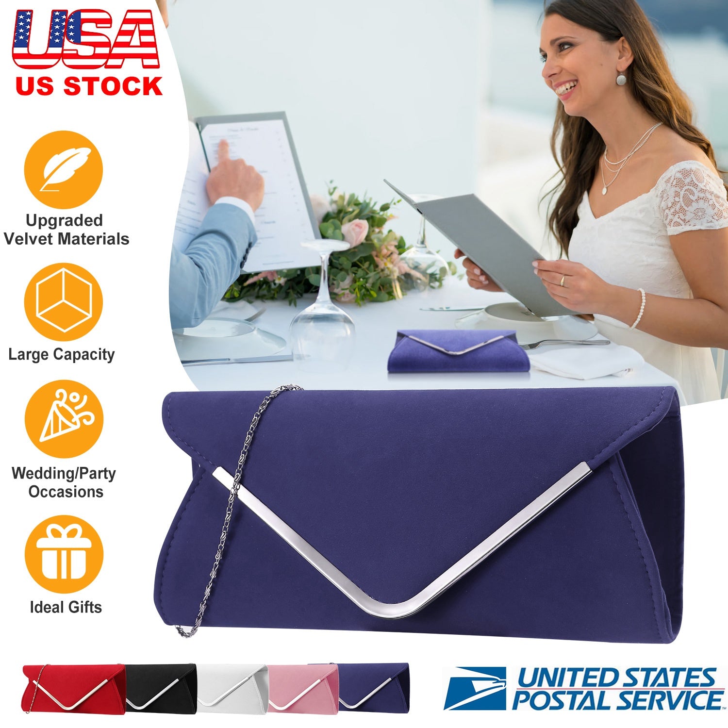 Women Clutch Wallet Bags For Party Wedding Soft Handbag Portable Thin Envelop