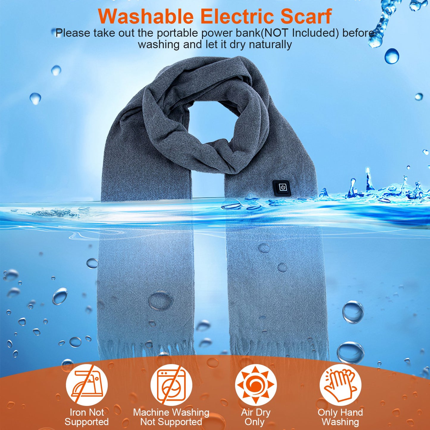 Electric Heated Winter Scarf USB Heating Neck Wrap Unisex Heated Neck Shawl