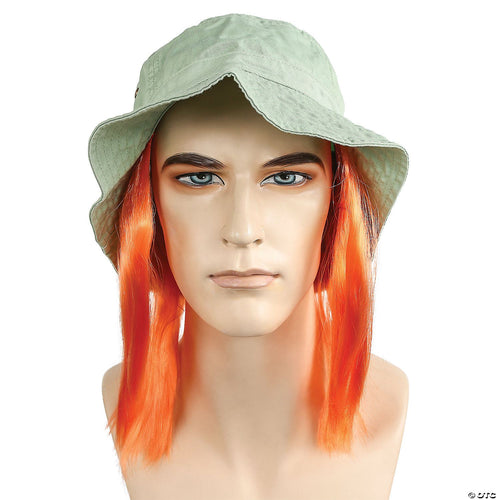 Mens Tramp Clown Hat With Hair | Orange