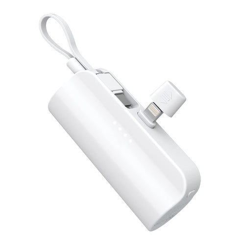 5000mAh Portable Phone Charger Built-in Type-C IOS Cable Dual Output Power 8476
