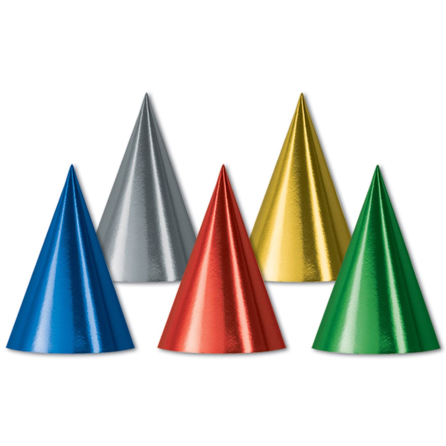 Beistle Bulk Assorted Foil Cone Hats - Birthday | Party Supply | Decoration
