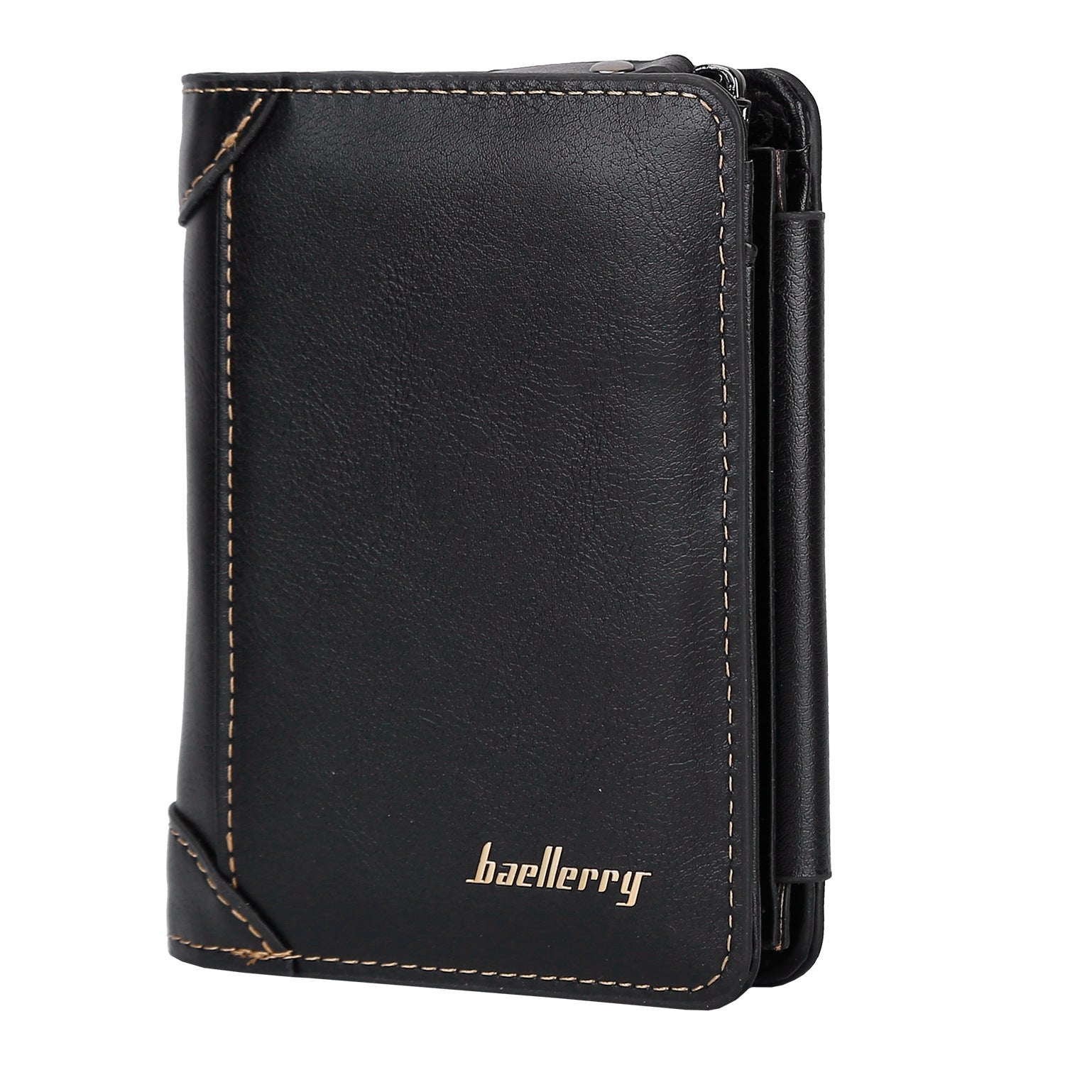 Men’s Leather Wallet ID Card Holder Purse Trifold Clutch Money Zipper with ID