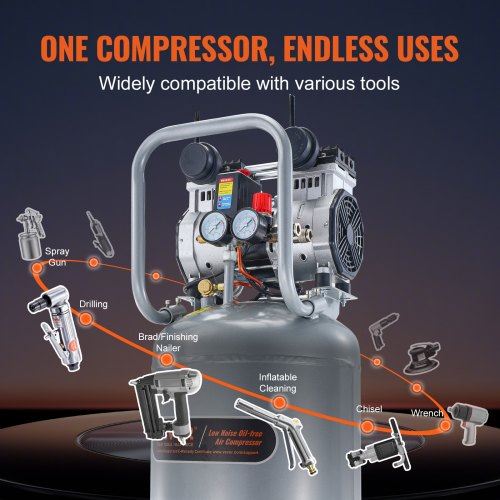 13 Gallon Air Compressor 2HP 4.6 SCFM@90PSI Oil Free Air Compressor Tank 66d