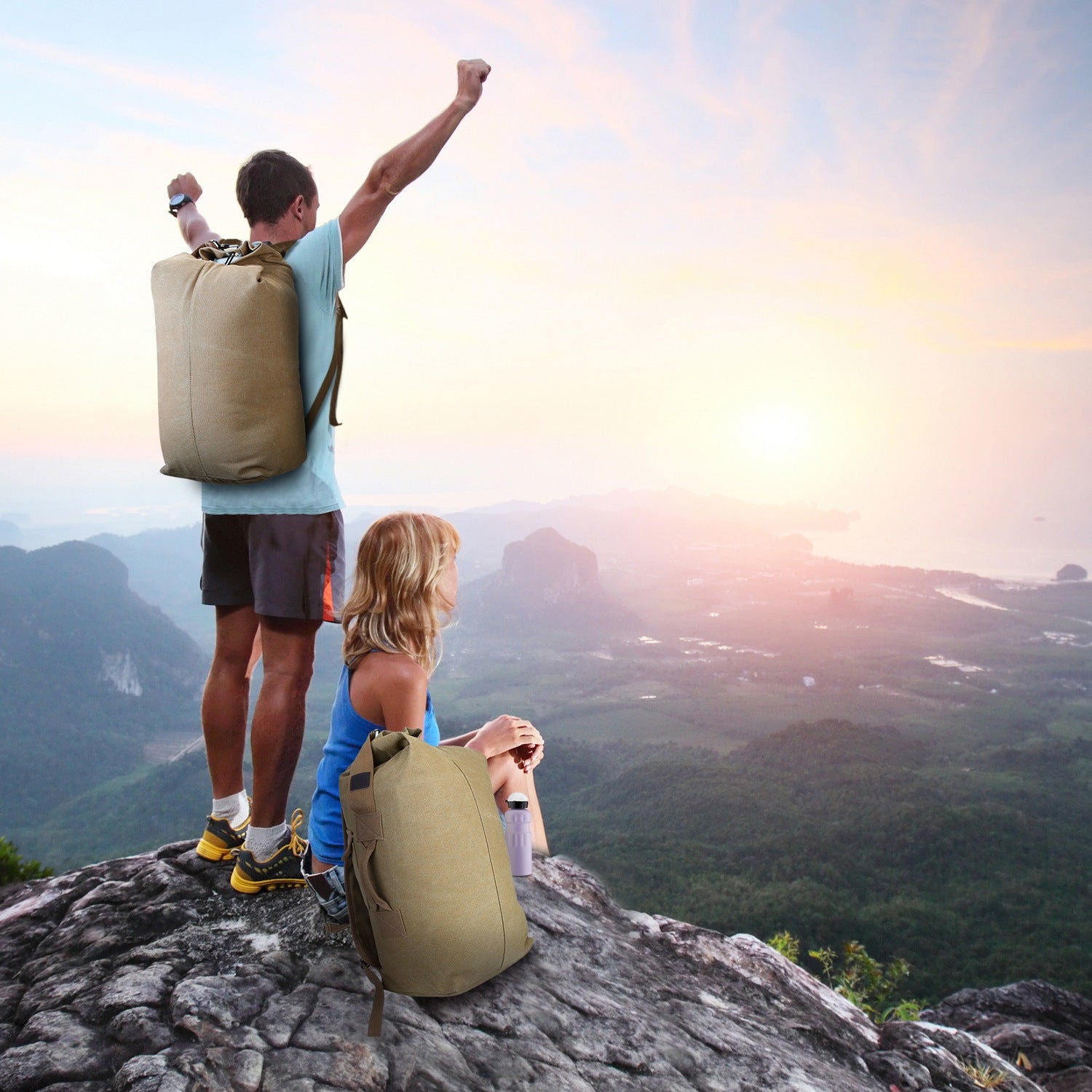 Canvas Backpack Outdoors 25L Travel Laptop Bag Camping Hiking Tactical Military