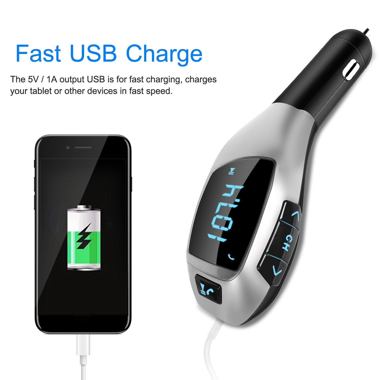 Car FM Wireless Transmitter USB Charge Hands-free Call MP3 Player Supports U