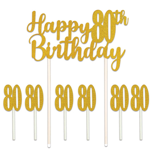 Beistle Happy "80th" Birthday Cake Topper - Birthday-Age Specific | Party