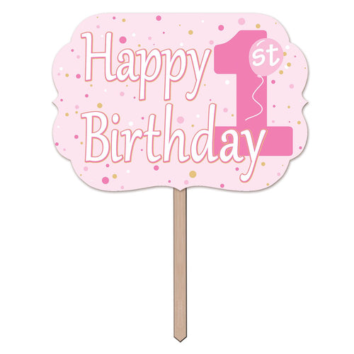 Beistle 1st Birthday Yard Sign - Pink | Party Supply | Decoration | Favor