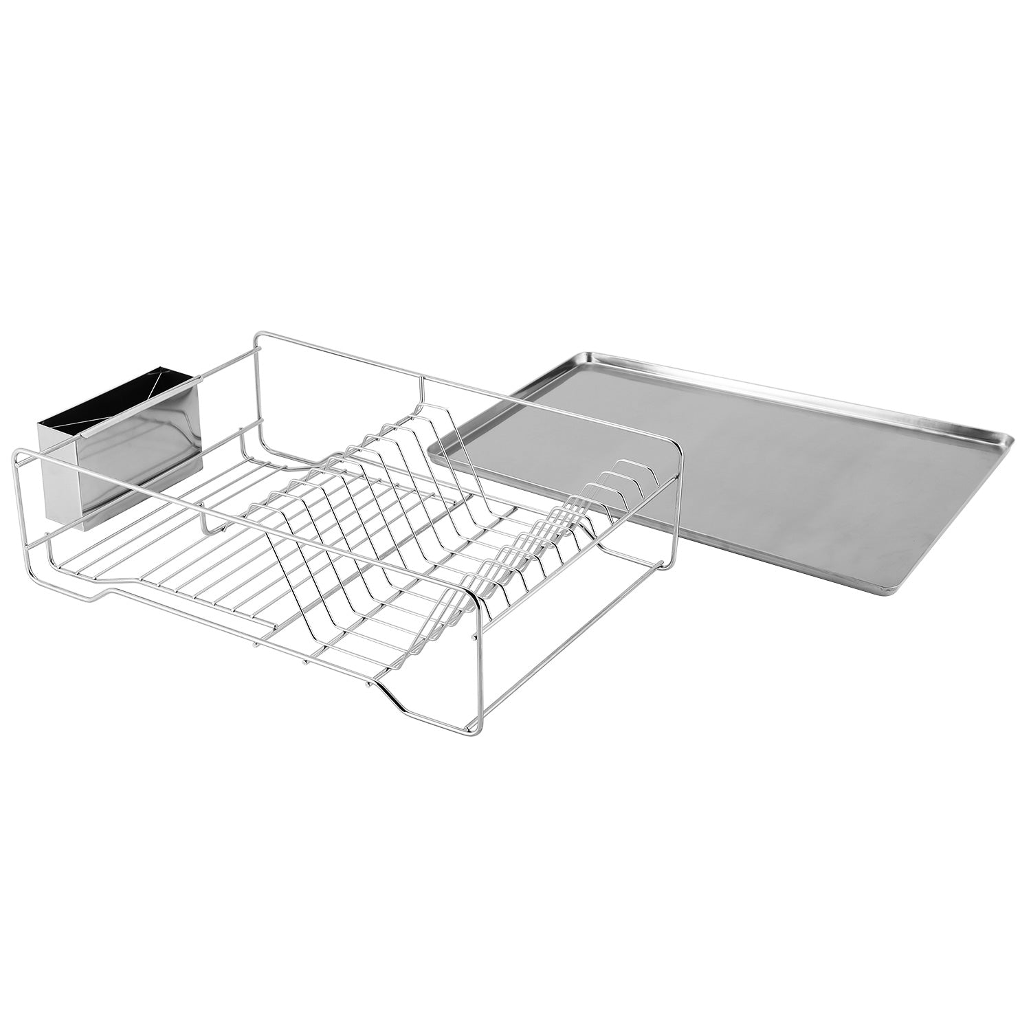Dish Drying Rack Stainless Steel Dish Rack w/ Drainboard Cutlery Holder Kit 1360