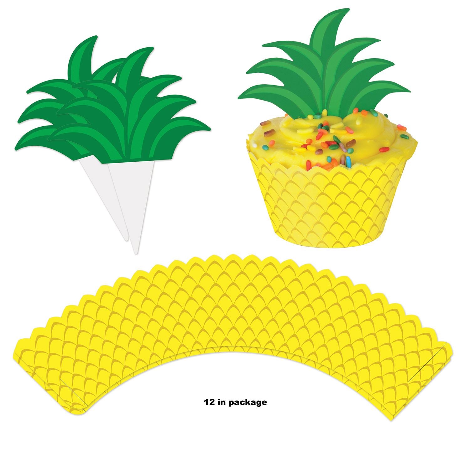Beistle Pineapple Cupcake Wrappers - Luau | Party Supply | Decoration | Favor