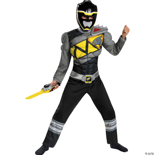 Boys Child Dino Charge Black Ranger Muscle Costume