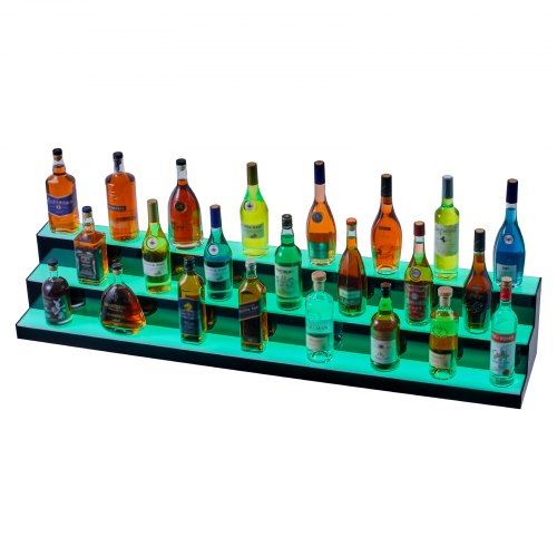 LED Lighted Liquor Bottle Display Bar Shelf RF & App Control 60" 3-Step