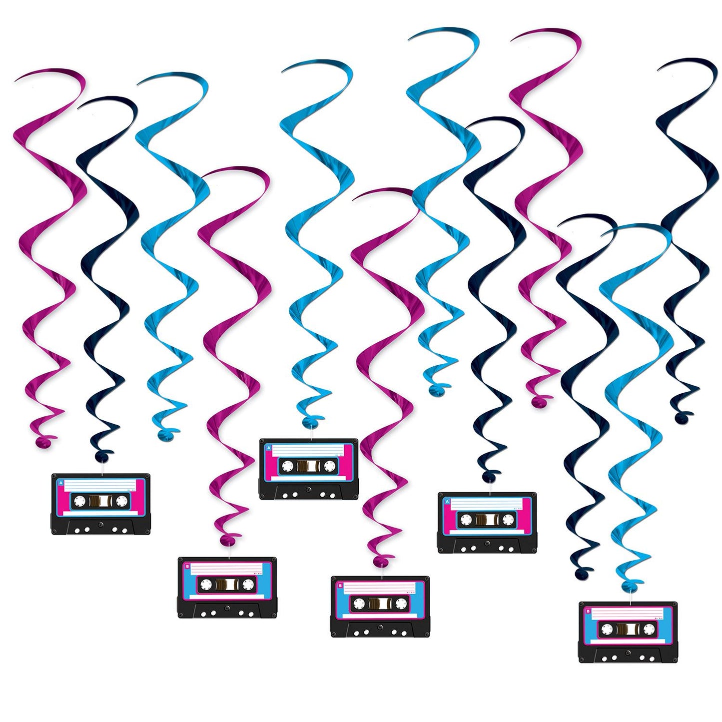 Beistle Cassette Tape Whirls - 80's | Party Supply | Decoration