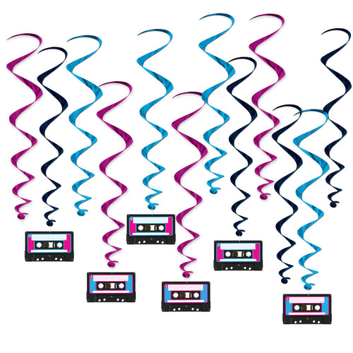 Beistle Cassette Tape Whirls - 80's | Party Supply | Decoration
