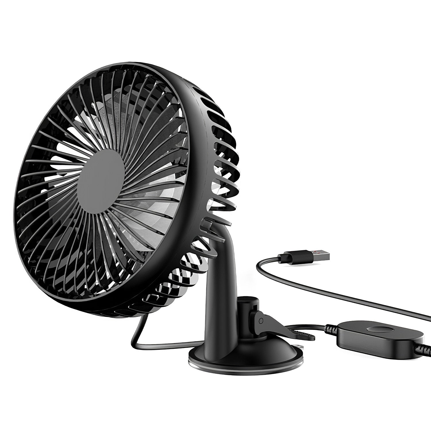 Car Cooling Fan Portable Rotatable USB Vehicle Fan Backseat Clip Fan Dashboard